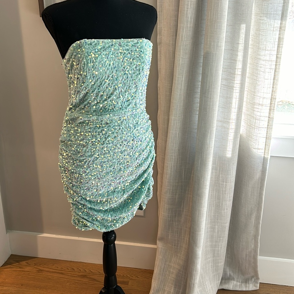 SHEIN strapless sequin cocktail dress